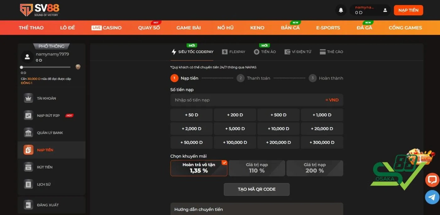 Nạp tiền qua Codepay tiện lợi và nhanh chóng